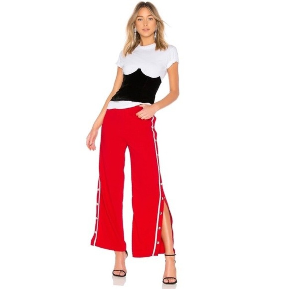 By the Way Bonnie Side Snap Track Pant in Red XXS